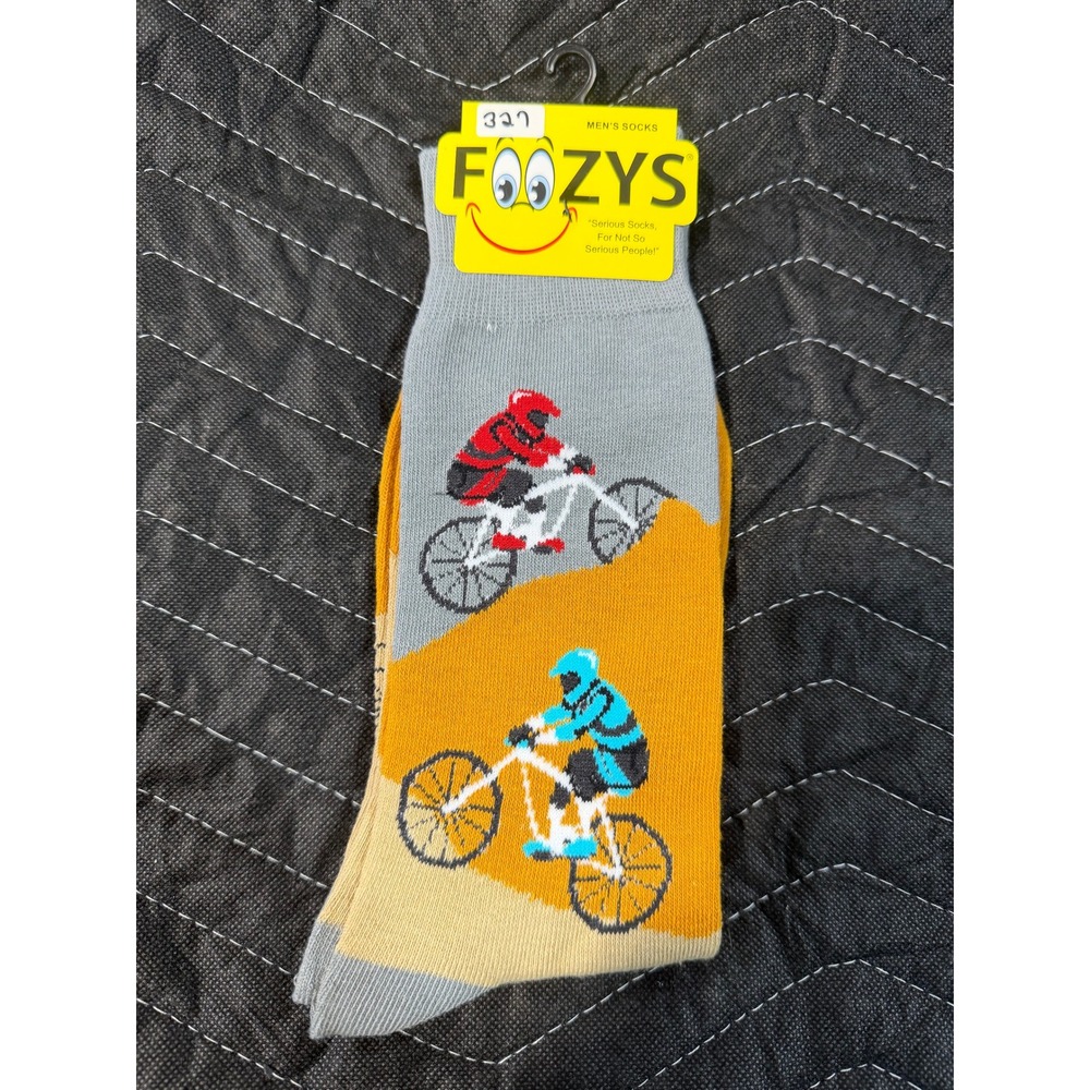 Foozys Dirtbike Socks Men 10-13 Gray NWT Mountain Bike Motocross Graphic Crew